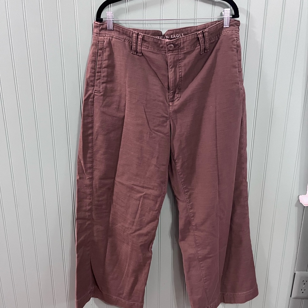 American Eagle Women’s Wide Leg Trouser Size 16 - Brown